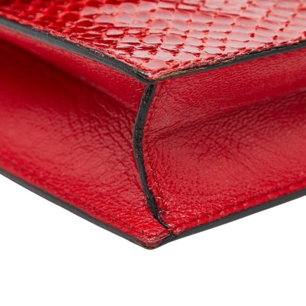 Celine Python Logo Chain Shoulder Bag Red - Picture 12 of 12